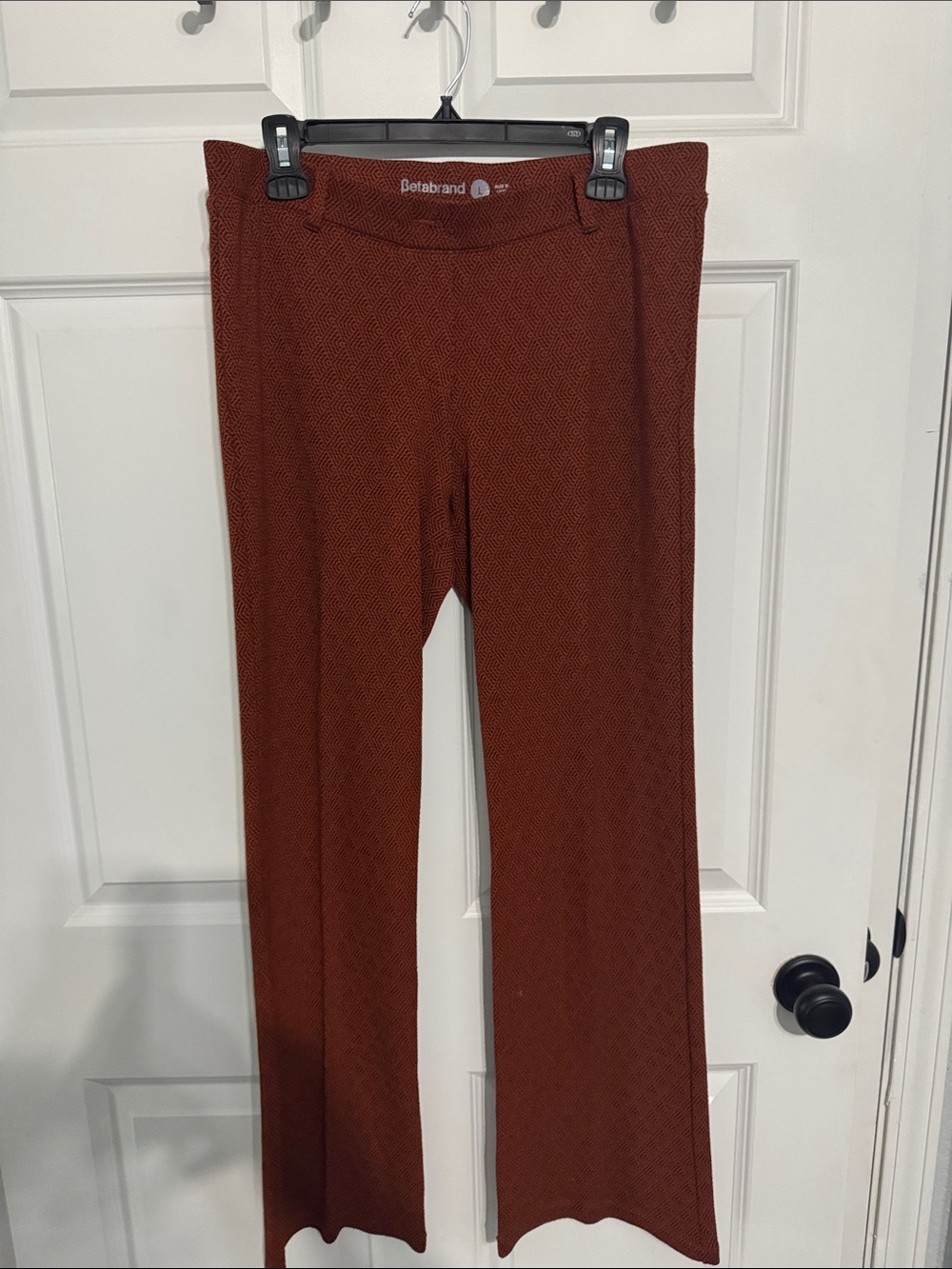 Betabrand Bootcut Ponte Pants in Rust Brown